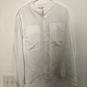 Express white satin button up top